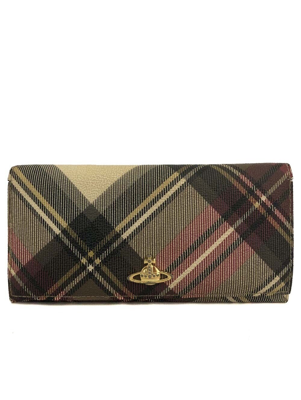 Vivienne Westwood Orb Check PVC Long Bifold Wallet MultiColor/2CG0317